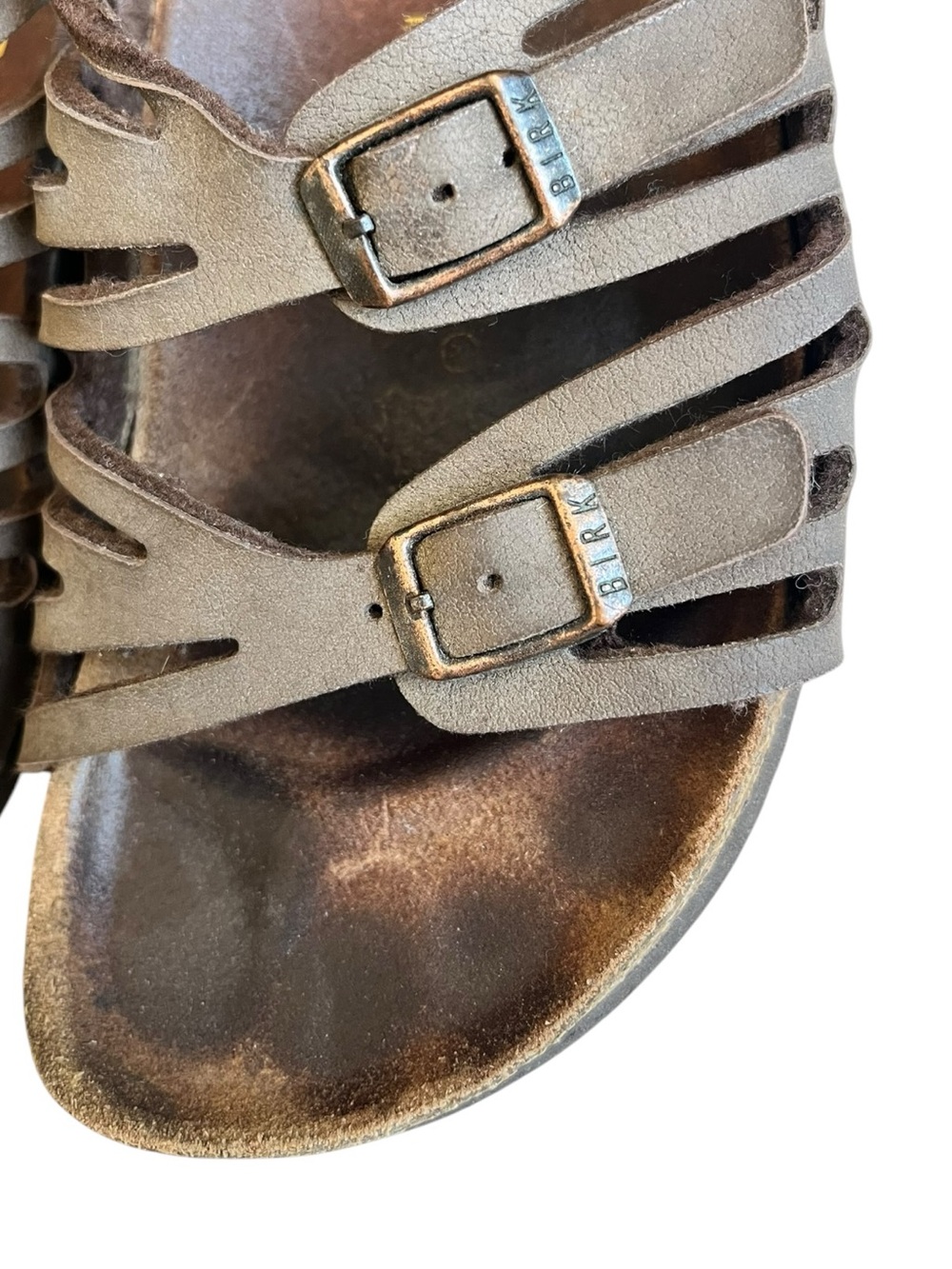 Birkenstock 38 Granada Sandals Brown Leather Round Toe Buckles Women's Size 7 - Picture 9 of 11